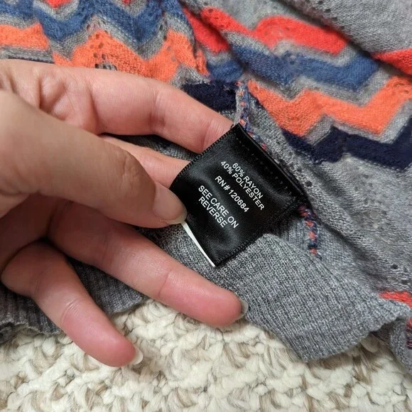 Torrid Women's Size 3 Pink Gray Jagged Stripe Open Front Rayon Blend Cardigan - Picture 4 of 4